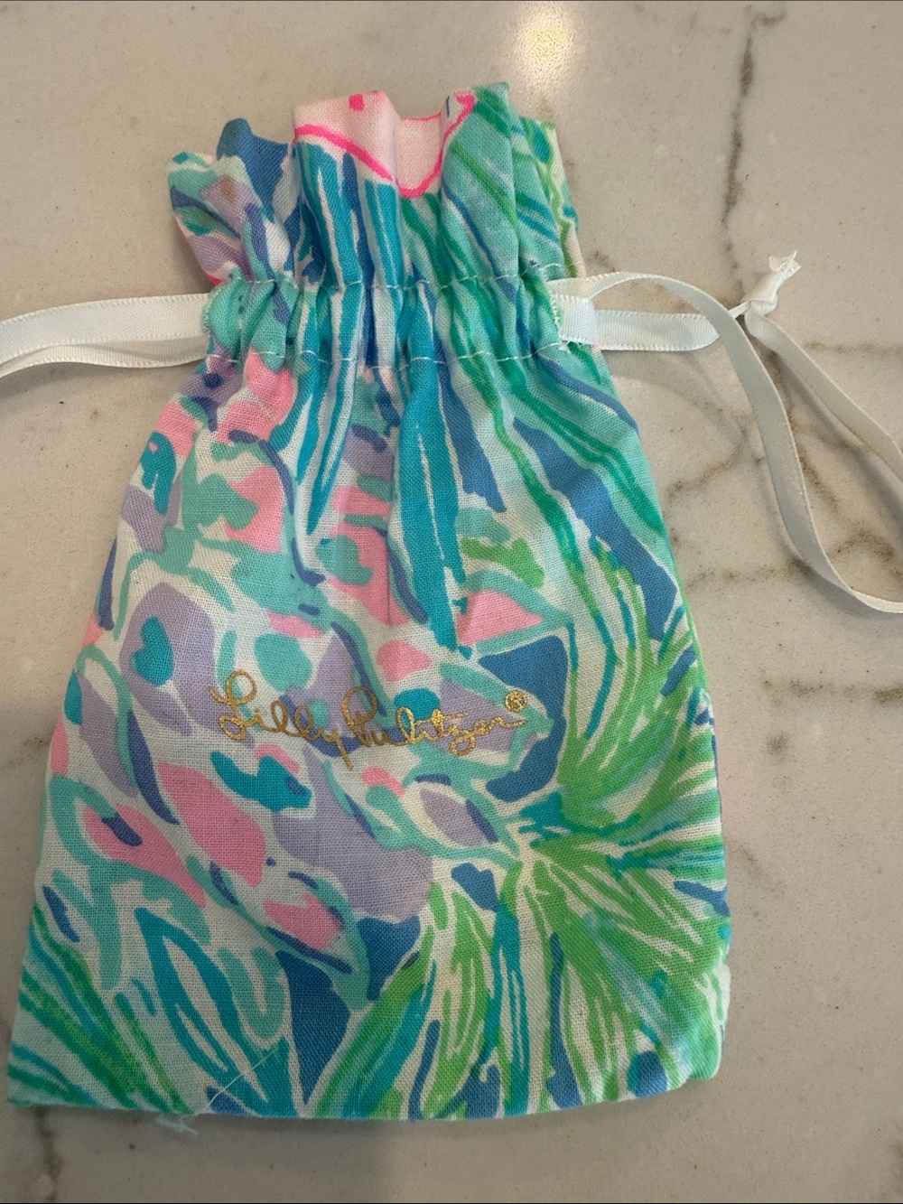 Lilly Pulitzer Pastel Floral Drawstring jewelry  Pouch - Green, Blue, Pink